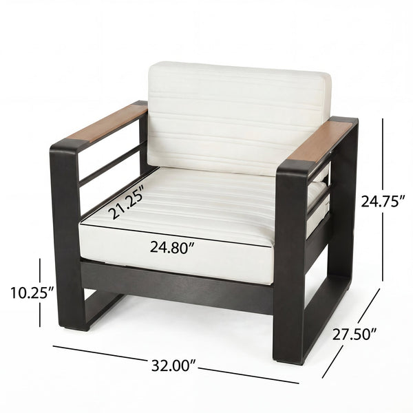 English Elm Giovanna Outdoor Club Chair Powder Coated Aluminum Slatted Resort Patio Seat N776P449941W