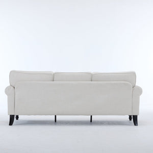 English Elm 83 Inch Faux Leather Traditional Sofa with Brass Nailhead Trim and Deep Rolled Arms W2911S00012