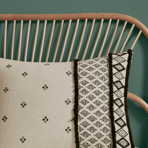 English Elm Full/Queen Marta 3-Piece Cotton Flax Duvet Cover Set with Black Diamond Print & Chenille Trim, Boho Chic B03596485