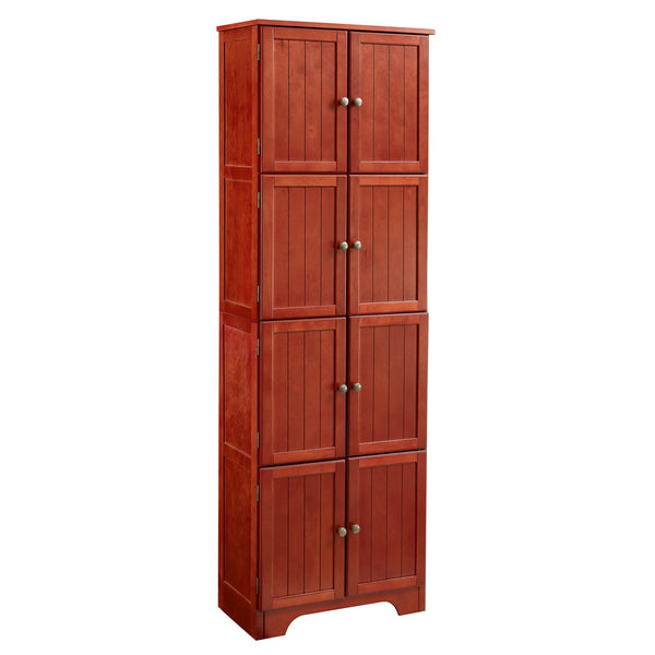 English Elm 72.4" Tall Storage Cabinet with 8 Doors and 4 Shelves, Smooth Surface, Vintage Handles, Sturdy Base and Hinge Cherry W2275P269079
