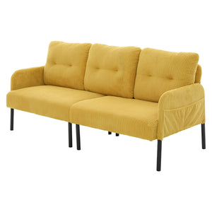 English Elm United We Win Corduroy Loveseat Plush Ergonomic Sofa with Spring Support Metal Legs Mustard Yellow W1568P410047