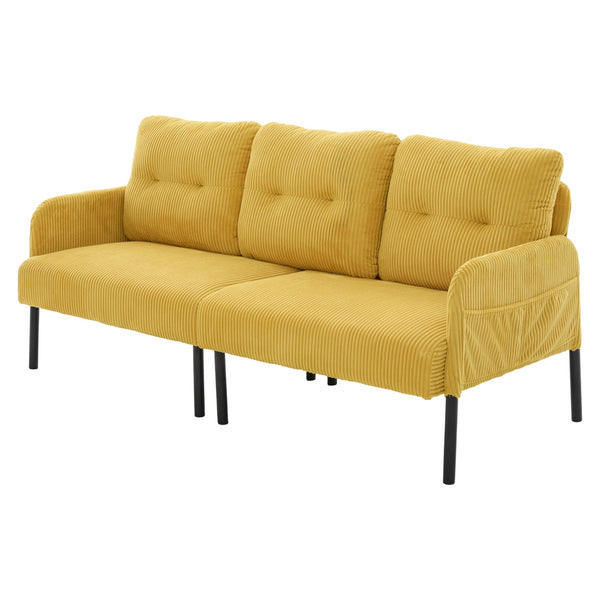 English Elm United We Win Corduroy Loveseat Plush Ergonomic Sofa with Spring Support Metal Legs Mustard Yellow W1568P410047