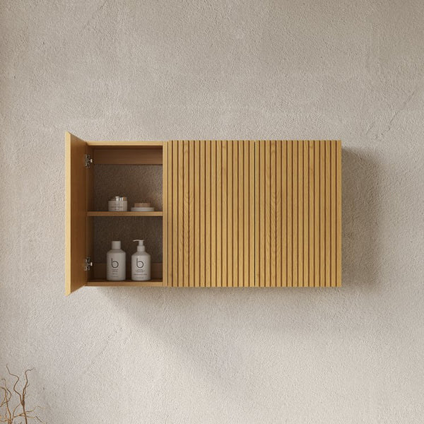 English Elm Mitch Modular 3-Cabinet Wall-Mounted Storage Unit In Corolla Oak Woodgrain For Stylish Organization W2615S00144