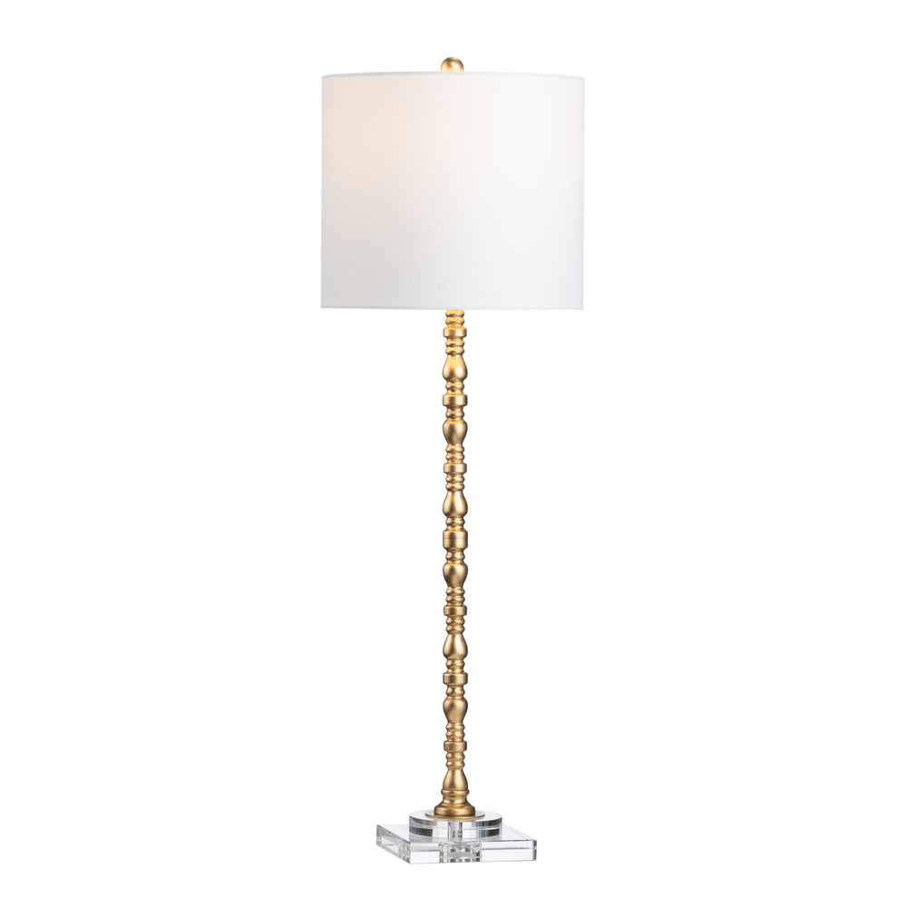 Crestview Collection Contemporary Buffet Lamp - 37" Elegant Gold Leaf Design With Crystal Base & Soft Linen Shade   Cvaer2000
