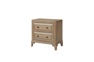 English Elm 2 2 Drawer Nightstand Sand Finish with USB Charging, Felt Top Drawer, Cedar Lined Bottom, Solid Wood Craftsmanship B2699P218785