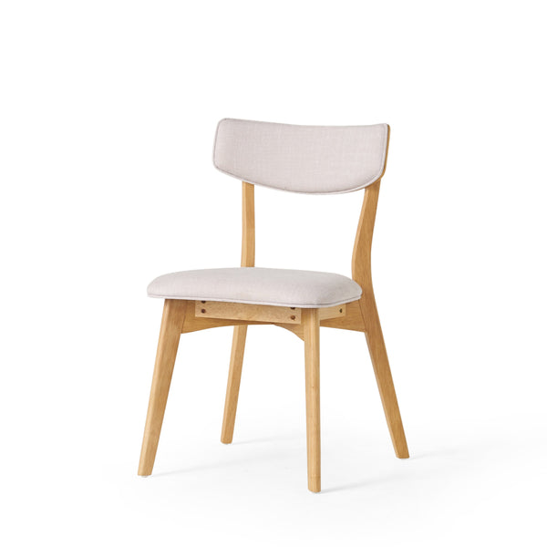 English Elm Caleb Mid Century Upholstered Dining Chairs Rubberwood Tapered Legs Set of 2 Light Beige,Natural N768P379763L