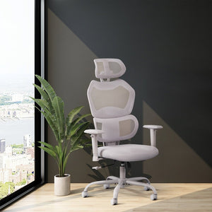 OSP Home Furnishings Ventilated Mesh Office Chair with Lumbar Support Adjustable Headrest and Ergonomic Tilt EM14622HR-2