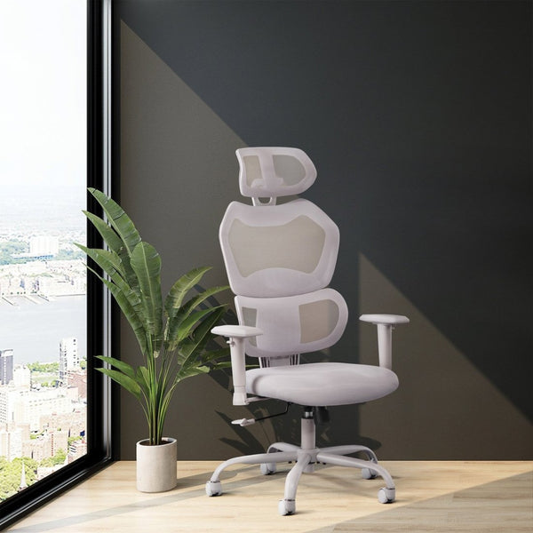 OSP Home Furnishings Ventilated Mesh Office Chair with Lumbar Support Adjustable Headrest and Ergonomic Tilt EM14622HR-2