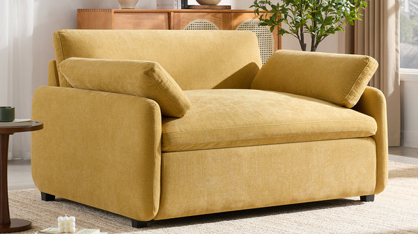 English Elm 50*43" Oversized Chenille Armchair Deep Lounge Seat Modern Minimalist Living Room Chair Yellow N723S5042Y