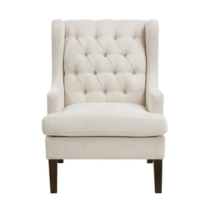English Elm 1Pc Accent Chair - Elegant Button-Tufted Beige Upholstery With Foam Cushion For Stylish Comfort B011P287706