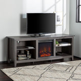 English Elm Walker Edison - Modern Transitional Wood 70" Fireplace Tv Stand For 80" Tvs With 2 Shelves - Charcoal