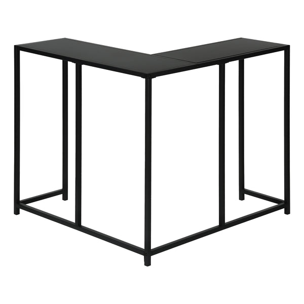 English Elm Accent Table - Modern L-Shaped Corner Console For Entryway, Living Room, Bedroom - Black Metal Finish B2710P218963