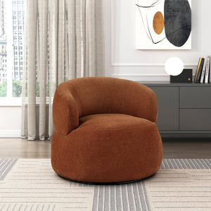 English Elm Modern Barrel Swivel Accent Chair Chenille Upholstery Plush Foam Seat Living Room Rusty Orange B011P474249
