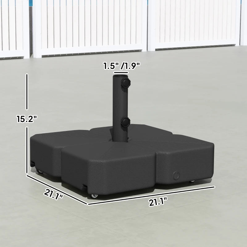 English Elm Outdoor Rolling Umbrella Base with Wood Grain Hdpe and Locking Wheels for Patio Decks T3971P476501