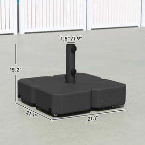 English Elm Outdoor Rolling Umbrella Base with Wood Grain Hdpe and Locking Wheels for Patio Decks T3971P476501