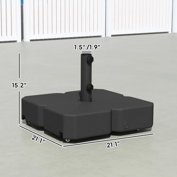 English Elm Outdoor Rolling Umbrella Base with Wood Grain Hdpe and Locking Wheels for Patio Decks T3971P476501