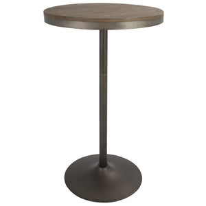 English Elm Adjustable Height Bamboo Pub Dining Table Industrial Rustic Metal Base Compact B202P223294
