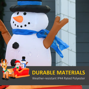 English Elm HOMCOM Inflatable 6ft Snowman with Christmas Tree Lawn Decor, Bright LED Lights and Wind Stakes Red W2225P249953