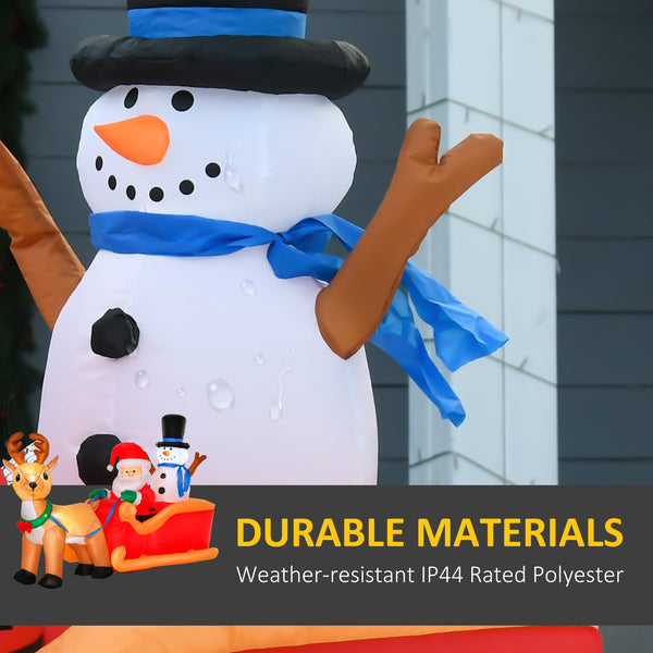English Elm HOMCOM Inflatable 6ft Snowman with Christmas Tree Lawn Decor, Bright LED Lights and Wind Stakes Red W2225P249953