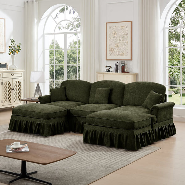 English Elm Classic Comfy Modular U-Shape Sectional Sofa - Elegant Chenille Couch With Flared Arms & Versatile Design W3041S00268