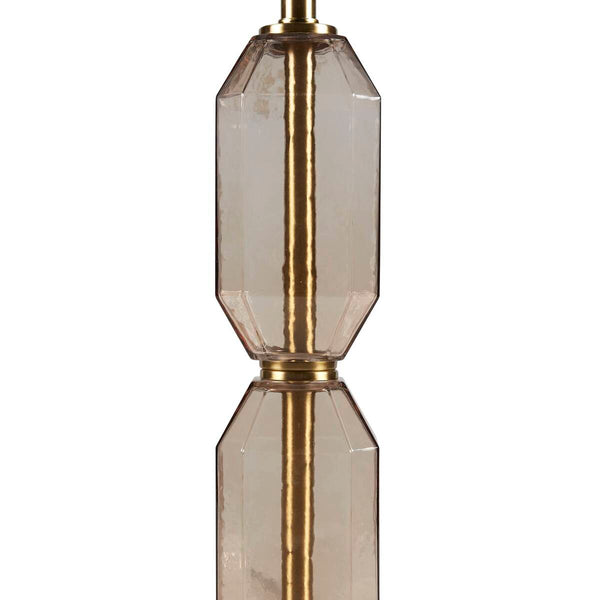 English Elm Faceted Glass Table Lamp with Gold Accents, Sculpted Faceted Base, 26.5"H Statement Lighting Brown 17.25 L x 16 W x 16 H B035P264526