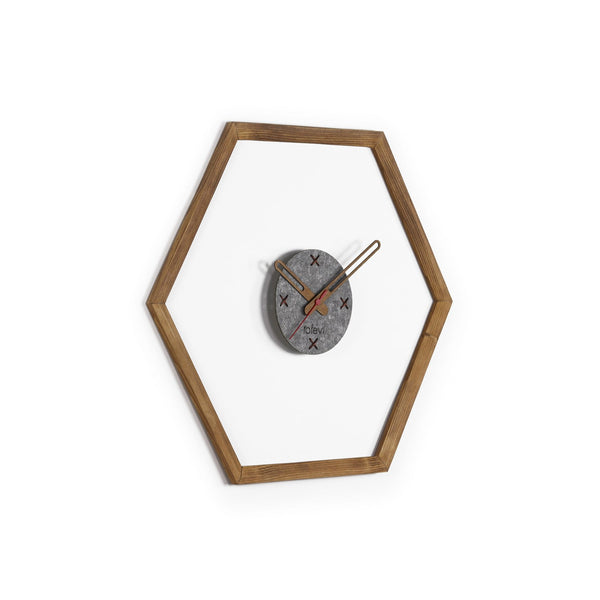 English Elm Tuva Hexagonal Wall Clock with Solid Wooden Frame — Minimalist Modern Design, Easy-to-Read Face Brown B029P331484