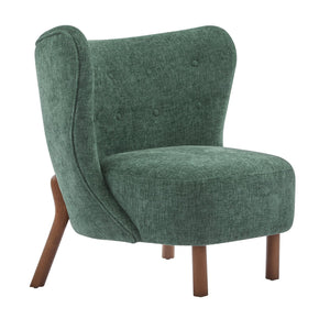 English Elm Christopher Knight Home® - Bella Plush Upholstered Armless Accent Chair with Curved Boucle Design, Birch Wood Legs, Cozy Support Green 31 L x 27 W x 19 H N776P246078G