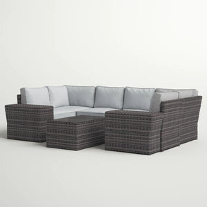 English Elm 4-Person Outdoor Wicker Sofa Set With Cushions – Modular, Fully Assembled, Weather-Resistant Comfort B120S00196
