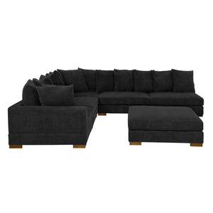 English Elm Large Corduroy Modular Sectional Sofa Sleeper with Ribbed Texture for Open Living Black B2748S00013