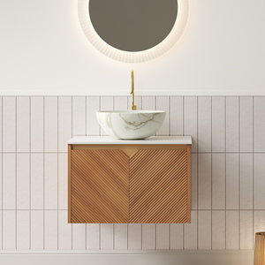 English Elm Dina Floating Bathroom Vanity with Sintered Stone Top and Crystal Glass Basin W2615S00648