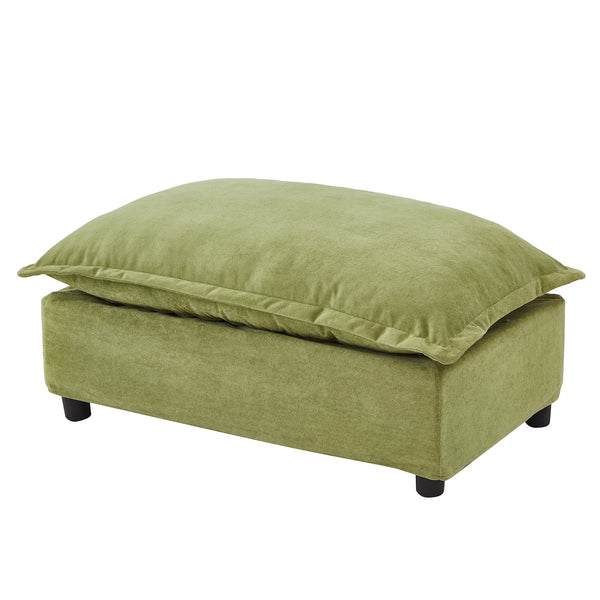 English Elm Modern Chenille Accent Chair with Ottoman Plush Wide Seat Curved Arms for Bedroom Green N719P428439F