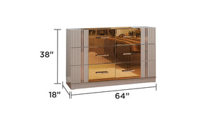 English Elm Lorenzo Modern 6-Drawer Dresser in Gray with Bronze Mirror Accents, Metal Handles, 64"W x 38"H B00957544