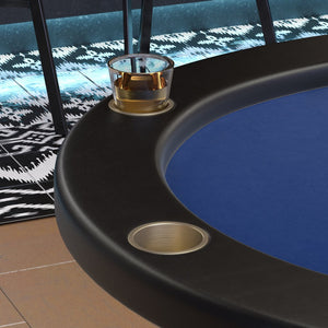 English Elm 96" Oval Poker Table Seats 10 with Waterproof Felt Padded Rail and Dealer Station Blue W2748S00055
