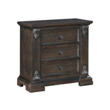 Elegant Vintage 3-Drawer Espresso Nightstand, Oak Veneer, 35