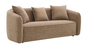 English Elm Keith Brown Chenille Sofa with Pocket Coil Comfort, Sturdy Wood Frame & 3 Accent Toss Pillows B2726P252310