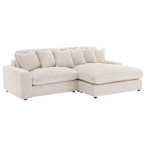 English Elm Upton Sand Reversible Sectional Sofa with Trillium Blend Cushions, Neutral Modern Comfort for Family Living B062S01241