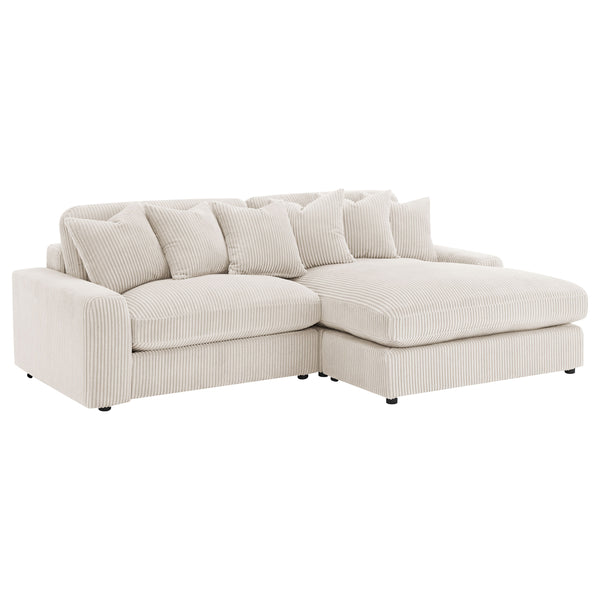 English Elm Upton Sand Reversible Sectional Sofa with Trillium Blend Cushions, Neutral Modern Comfort for Family Living B062S01241