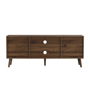 English Elm 55-inch Mid-century Media Console with Louvered Doors and Solid Wood Legs for Living Room W1706P465297