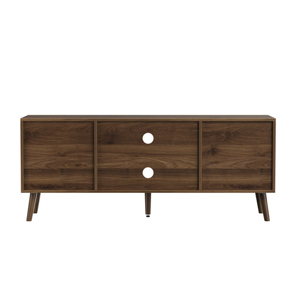 English Elm 55-inch Mid-century Media Console with Louvered Doors and Solid Wood Legs for Living Room W1706P465297