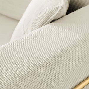 English Elm Modern Convertible Floor Sofa Corduroy Upholstered Sleeper Couch for Living Room Guests Beige W1117P342705