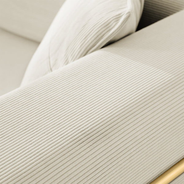 English Elm Modern Convertible Floor Sofa Corduroy Upholstered Sleeper Couch for Living Room Guests Beige W1117P342705