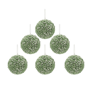 English Elm D3.9" Beaded Flocked Christmas Ball Ornaments Set of 6 Textured Holiday Tree Accents W2078P257514
