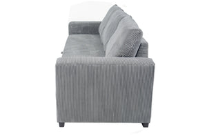 English Elm Convertible Sofa with Corduroy Upholstery, Low-Profile Legs and Pull-Out Bed for Compact Living Fog 73 L x 34 W x 23 H B089P240491