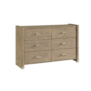English Elm Sarai Solid Wood Chest with Spacious Drawers, Acrylic Bar Handles and Metal Detailing for Elegance Brown 63 L x 21 W x 41.4 H B201P391231