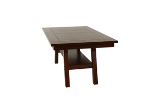 English Elm Dining Rectangle Table with Open Shelf Solid Rubberwood Finish 66" x 40" Contemporary Dining Room Centerpiece Walnut 70 L x 45 W x 7 H B011P192196