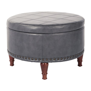 OSP Home Furnishings Alloway Storage Ottoman Pewter