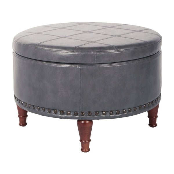 OSP Home Furnishings Alloway Storage Ottoman Pewter