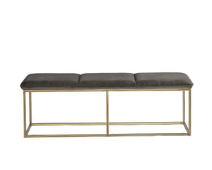 Sunpan Alley Bench: Luxurious Mid-Century Design with Durable Performance Fabric and Stylish Steel Frame Rustic Bronze / Piccolo Pebble