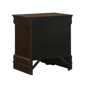 English Elm MDF Nightstand with 2 Drawers — Classic Wood Veneer Nightstand with Metallic Hardware and Tapered Legs Cappuccino B016P254522