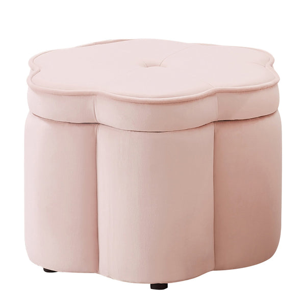 English Elm Set of 2 Flower Petal Velvet Storage Ottomans Sculptural Nesting Seating for Living Room Pink W2186P440353